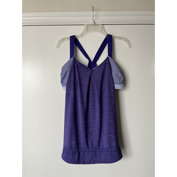 Lululemon Rest Less Tank Bra Top Bruised Berry Wee Stripe Purple Size 10 - Picture 1 of 9